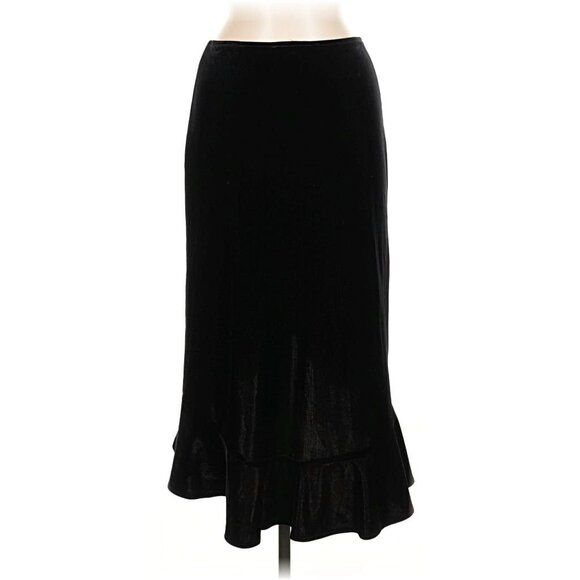 Velvet Skirt Ruffle Asymmetrical Hem 1990s RARE - Picture 2 of 3